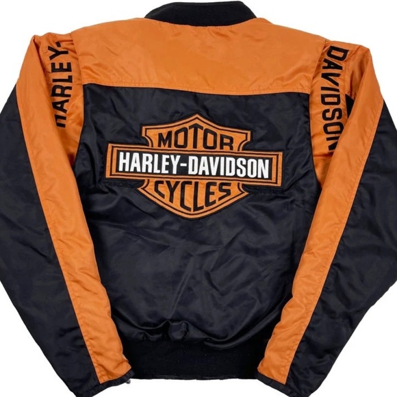 Harley-Davidson Other - Harley Davidson Embroidered Black & Orange LOGO Motorcycle Jacket